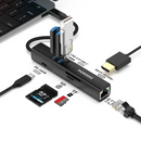 Porodo 8-In-1 Multi-Port USB Hub with 5Gbps Transfer Speed - Black [O] - وصلة تايب سي - 8 في 1 - لاجهزة الايباد برو والماك بوك والايفون - متعددة الاستخدام - كفالة 24 شهر