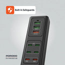 Porodo 85W Multi-Port USB Charging HUB - Black - موزع شحن  - 9 منافذ للشحن السريع - كيبل طول 2 متر - قوة 85 واط - كفالة 24 شهر