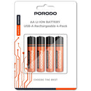 Porodo AA Li-Ion Battery USB-A Rechargeable 4-Pack - Orange [O] - بورودو بطارية AA Li-Ion قابلة لإعادة الشحن USB-A 4 عبوات - برتقالي