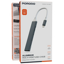 Porodo Aluminum Multi-Port USB-C Hub with 5Gbps Data Transfer - Gray [O] - وصلة تايب سي - لنقل البيانات - لاجهزة الايباد برو والماك بوك والايفون - متعددة الاستخدام - كفالة 24 شهر