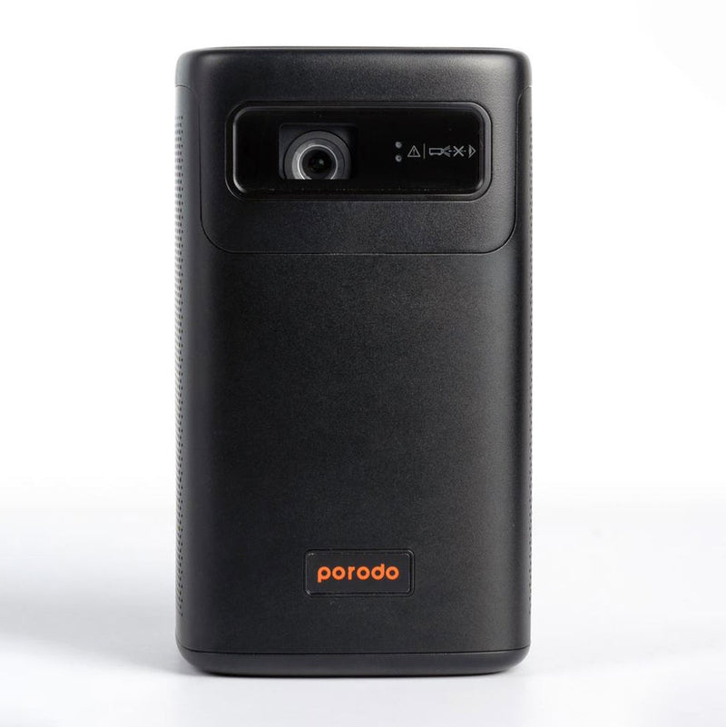 Porodo Protable DLP Projector Wireless Mirroring for IOS And Android - Black [O] - بروجكتور متنقل - بورودو - بطارية تدوم حتى 3 ساعات + ستاند + محفظة - كفالة 24 شهر