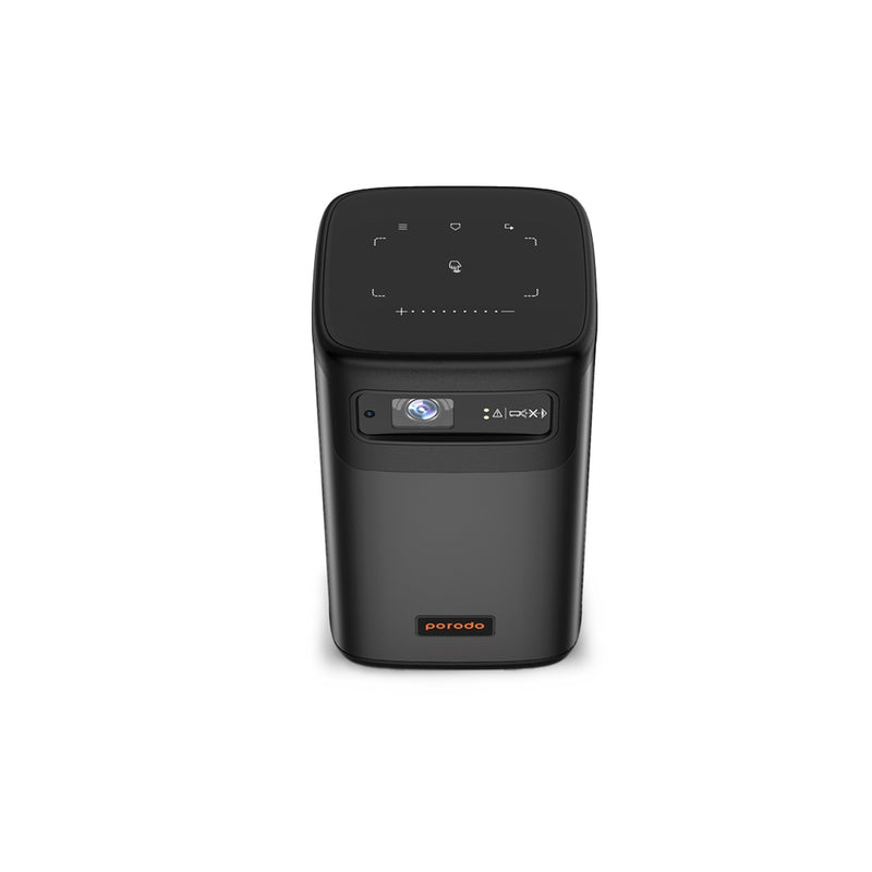 Porodo Protable DLP Projector Wireless Mirroring for IOS And Android - Black [O] - بروجكتور متنقل - بورودو - بطارية تدوم حتى 3 ساعات + ستاند + محفظة - كفالة 24 شهر