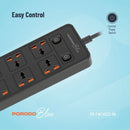 Porodo Blue 6 AC - Dual Switch Power Strip - Black - موزع شاحن حائط - 6 فتحات للكهرباء - 4 فتحات يو اس بي - 2 فتحة تايب سي - طول 3 متر - 12 في 1 - كفالة 12 شهر