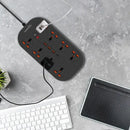 Porodo Blue 8 AC Power Strip - Black  - موزع شاحن حائط - 8 فتحات للكهرباء - 3 فتحات يو اس بي - 1 فتحة تايب سي - طول 3 متر - 12 في 1 - كفالة 12 شهر