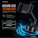 Porodo Blue Vaccum Suction Care Phone Mount Dashboard & Windshield Compatible - Black [O] - ستاند سيارة مناسب لجميع انواع الاجهزة - شفط بدون شحن - دوران 360 درجة