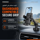 Porodo Blue Extendable Cradle Phone Holder with Stable Vaccum Suction Attachment - Black [O] - ستاند سيارة مناسب لجميع انواع الاجهزة - شفط بدون شحن - دوران 360 درجة