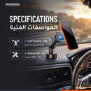 Porodo Blue Suction Cup Magnetic Car Phone Mount with Dashboard & Windshield Mounting - Black [O] - ستاند سيارة مناسب لجميع انواع الاجهزة - ماق سيف - شفط بدون شحن - دوران 360 درجة