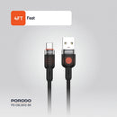 Porodo Braided Cable USB-A to USB-C - Black - سلك شحن - برودو - تايب سي - طول 1.2 متر - كفالة 12 شهر