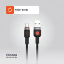 Porodo Braided Cable USB-A to USB-C - Black - سلك شحن - برودو - تايب سي - طول 1.2 متر - كفالة 12 شهر