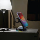 Porodo Compact Folding Wireless Charging Stand - Black [O] - ستاند شحن - 3 في 1 خاصية الشحن السريع - شحن الايفون + الساعة + السماعة - كفالة 24 شهر