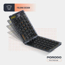 Porodo Crystal Shell Wireless Keyboard - Black - كيبورد لوحة مفاتيح - قابلة للطي - اغلاق مغناطيسي - بلوتوث وايرلس - لجميع اجهزة الايباد والتابلت والاجهزة اللوحية