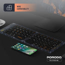 Porodo Crystal Shell Wireless Keyboard - Black - كيبورد لوحة مفاتيح - قابلة للطي - اغلاق مغناطيسي - بلوتوث وايرلس - لجميع اجهزة الايباد والتابلت والاجهزة اللوحية