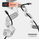 Porodo Dual-Port | Digital Display Quick Charger with Cable 35W - بلاك شاحن حائط + سلك شحن ايفون - فتحتين للشحن35 واط - بورودو - كفالة 24 شهر