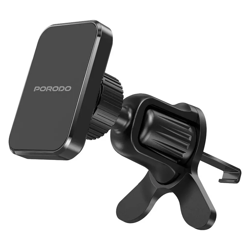 Porodo Dual Mount Magnetic Phone Holder - Black [O]- ستاند سيارة مناسب لجميع انواع الاجهزة - مغناطيس - قاعدة لزق + فتحة تكييف - بورودو