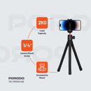 Porodo Flexible Tripod Stand - Black [O] - ستاند ترايبود متنقل للهاتف او الكاميرا - بورودو - متعدد الارتفاعات والزوايا