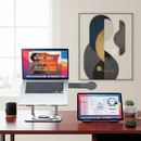 Porodo Foldable 360° Dual-Use Laptop Stand with MagSafe Phone Holder - Gray [O] - ستاند مكتبي لاب توب / ايباد/ ايفون ماغ سيف - بورودو  - دوران 360 درجة - امكانية تغيير الارتفاعات والاتجاهات