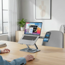 Porodo Foldable 360° Dual-Use Laptop Stand with MagSafe Phone Holder - Gray [O] - ستاند مكتبي لاب توب / ايباد/ ايفون ماغ سيف - بورودو  - دوران 360 درجة - امكانية تغيير الارتفاعات والاتجاهات