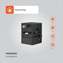 Porodo GaN 5-Port Travel Block Universal Charger - 65w [O] - بلاك حائط شحن دولي - بورودو - 4 منافذ تايب سي - 1 منفذ يو اس بي - 1 منفذ كهرباء - قوة 65 واط - كفالة 24 شهر