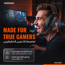 Porodo Gaming ALOMA Wired Gaming Headphones with Soft Over-Ear Foam Pads-Black [O] - سماعة رأس بلوتوث - بورودو - كفالة 12 شهر