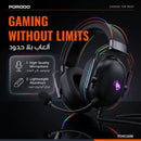 Porodo Gaming ALOMA Wired Gaming Headphones with Soft Over-Ear Foam Pads-Black [O] - سماعة رأس بلوتوث - بورودو - كفالة 12 شهر