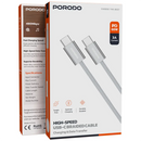Porodo High-Speed USB-C Braided Cable Charging & Data Transfer - Silver -  سلك شحن - بورودو - تايب سي الي  تايب سي - طول 1 متر - قوة 60 واط - كفالة 12 شهر