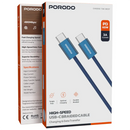 Porodo High-Speed USB-C Braided Cable Charging & Data Transfer - Blue -  سلك شحن - بورودو - تايب سي الي  تايب سي - طول 1 متر - قوة 60 واط - كفالة 12 شهر