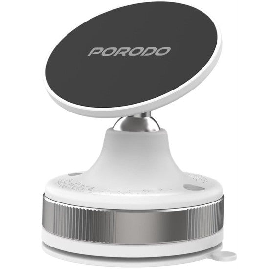 Porodo Vacuseal Vacuum  Suction Magnetic Phone  Mount - White [O] - ستاند سيارة مناسب لجميع انواع الاجهزة - شفط بدون شحن - بورودو