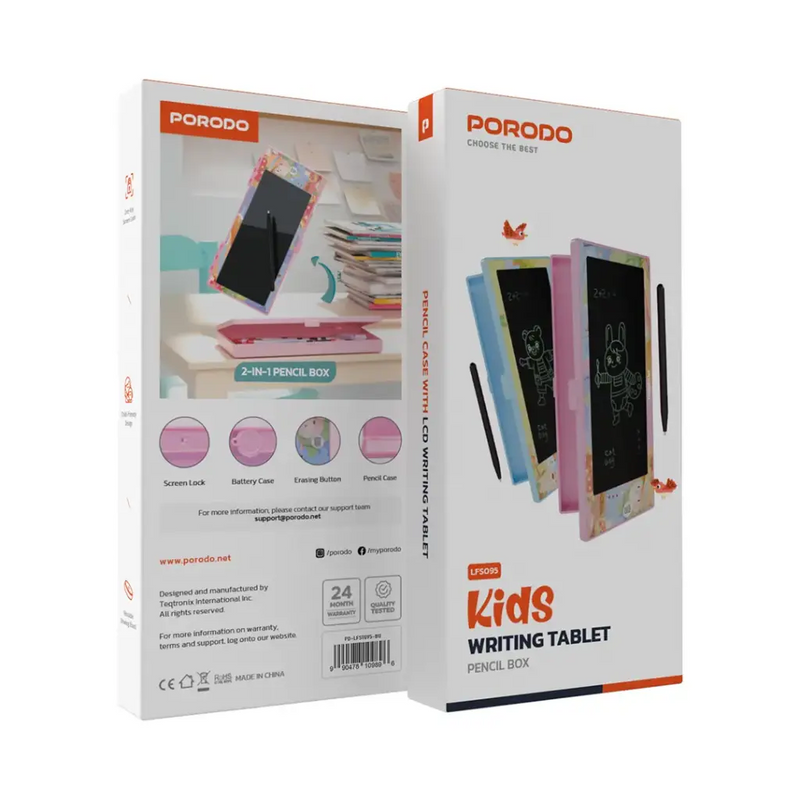 Porodo Kids Writing Tablet [O] pink - تابلت للكتابة + الرسم - برودو - كفالة 24 شهر