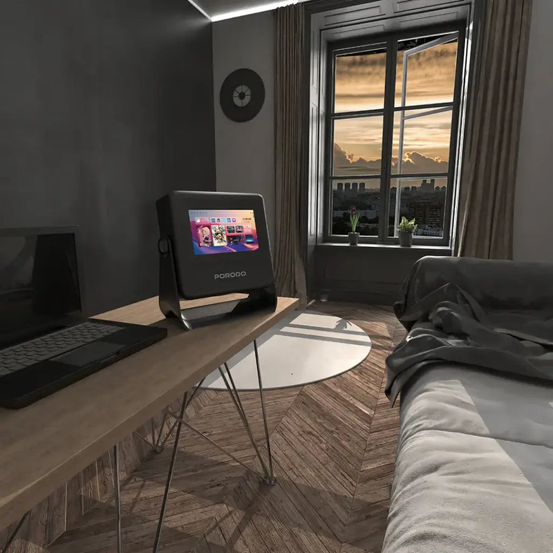 Porodo LifeStyle Optivis Smart HD Projector - Black - بروجكتور متنقل + شاشة دجيتال - كفالة 12 شهر