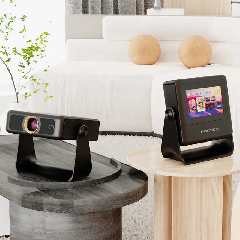 Porodo LifeStyle Optivis Smart HD Projector - Black - بروجكتور متنقل + شاشة دجيتال - كفالة 12 شهر