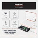 Porodo Lifestyle 5000mAh Power Bank Magnifying Mirror - White/Rose Gold - بطارية متنقلة + مراية + 1 منفذ تايب سي - سعة 5000 ملي أمبير - كفالة 24 شهر