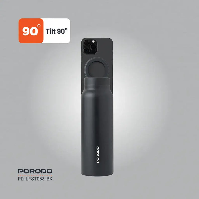 Porodo Lifestyle Magnetic Mount Water Bottle - 700ml - Black - مطارة حافظة للحرارة - ستاند ماغ سيف - بورودو