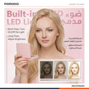 Porodo Lily LED Portable Tri-Fold Makeup Mirror- Pink [O]- مراية مكبرة + 3 مستويات + منفذ تايب سي - ماجنتيك - اضاءة ليد - كفالة 12 شهر