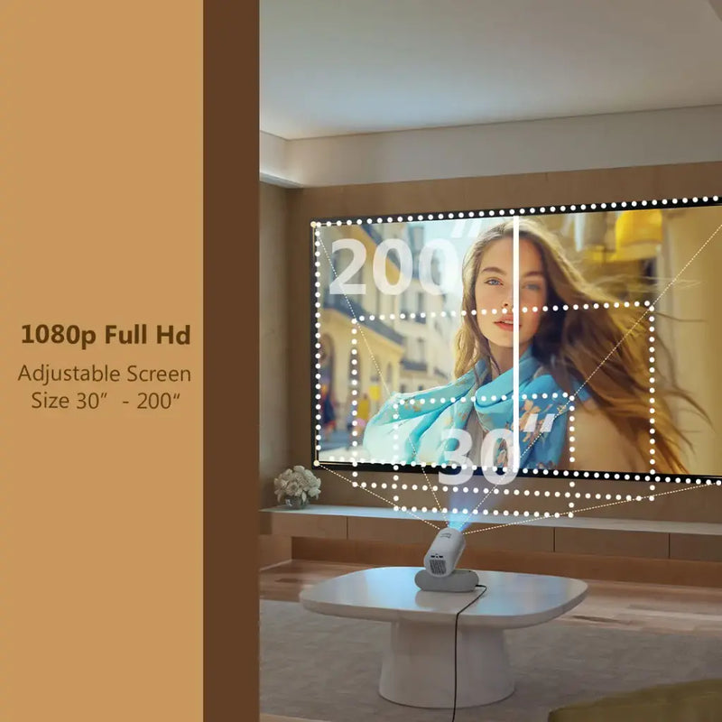 Porodo Lumacast Smart Full HD Projector Auto Focus & Keystone - White - بروجكتور متنقل - كفالة 12 شهر