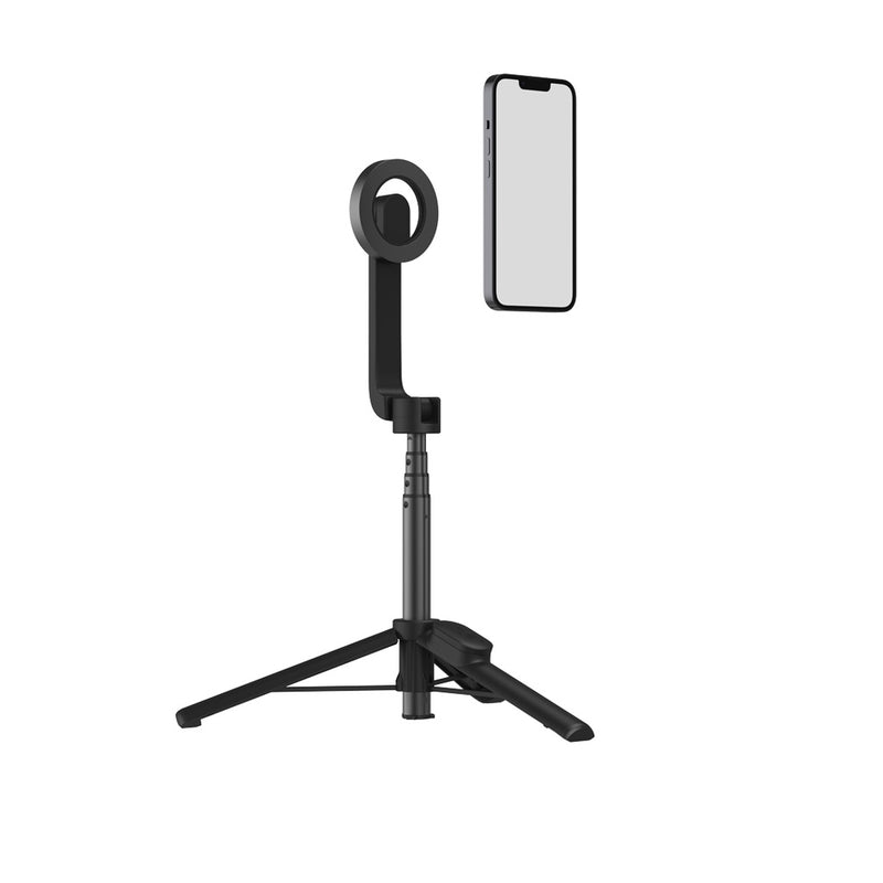 Porodo Magnetic Selfie Stick 64.5cm Extendable with 3 Leg Tripod and Remote Control - Black - عصاة تصوير - ستاند + سيلفي - ماغ سيف - مع ريموت