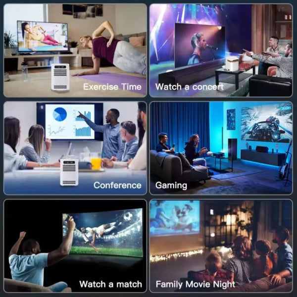 Porodo Mini Projector Wireless Mirroring Patented Dust-Proof Structure - White [O] - بروجكتور متنقل - بورودو - كفالة 24 شهر
