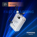 Porodo Petite 20000mAh Power Bank with Integrated Type-C & Lightning Cable - Silver - بطارية متنقلة - برودو - قوة 20000 - سلك شاحن أيفون + تايب سي - 1 منفذ تايب سي - 1 منفذ يو اس بي - شاشة رقمية - كفالة 12 شهر