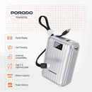 Porodo Petite 20000mAh Power Bank with Integrated Type-C & Lightning Cable - Silver - بطارية متنقلة - برودو - قوة 20000 - سلك شاحن أيفون + تايب سي - 1 منفذ تايب سي - 1 منفذ يو اس بي - شاشة رقمية - كفالة 12 شهر
