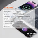 Porodo Petite 20000mAh Power Bank with Integrated Type-C & Lightning Cable - Silver - بطارية متنقلة - برودو - قوة 20000 - سلك شاحن أيفون + تايب سي - 1 منفذ تايب سي - 1 منفذ يو اس بي - شاشة رقمية - كفالة 12 شهر