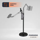 Porodo Phone & Tablet Floor Stand - Black [O] - ستاند لجميع انواع الاجهزة - قابل للتعديل - برودو