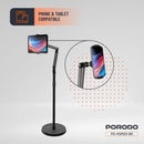 Porodo Phone & Tablet Floor Stand - Black [O] - ستاند لجميع انواع الاجهزة - قابل للتعديل - برودو