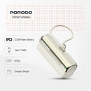 Porodo Pocket Volt 5000mAh Power Bank - White - بطارية متنقلة - مع شاحن تايب سي - سعة 5 ألاف مللي امبير + شاشة رقميه - لأجهزة الاندرويد والايفون 15 والايفون 16 والايفون 17 - كفالة 24 شهر