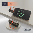 Porodo Pocket Volt 5000mAh Power Bank - Black - بطارية متنقلة - مع شاحن تايب سي - سعة 5 ألاف مللي امبير + شاشة رقميه - لأجهزة الاندرويد والايفون 15 والايفون 16 والايفون 17 - كفالة 24 شهر