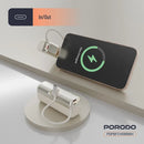 Porodo Pocket Volt 5000mAh Power Bank - White - بطارية متنقلة - مع شاحن تايب سي - سعة 5 ألاف مللي امبير + شاشة رقميه - لأجهزة الاندرويد والايفون 15 والايفون 16 والايفون 17 - كفالة 24 شهر
