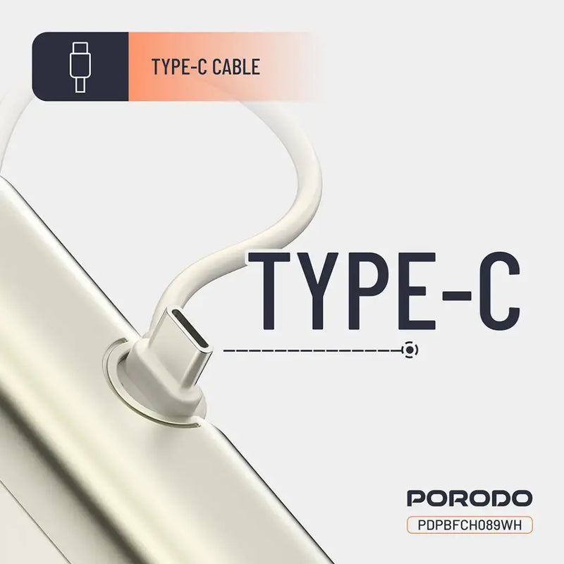 Porodo Pocket Volt 5000mAh Power Bank - White - بطارية متنقلة - مع شاحن تايب سي - سعة 5 ألاف مللي امبير + شاشة رقميه - لأجهزة الاندرويد والايفون 15 والايفون 16 والايفون 17 - كفالة 24 شهر