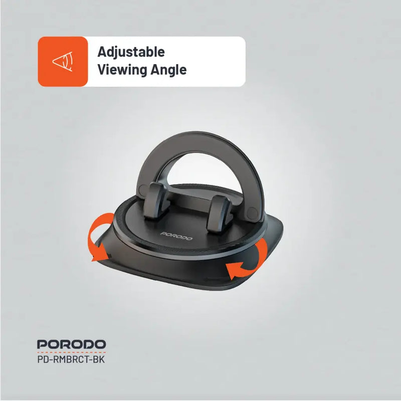 Porodo Rotatable Mobile Phone Bracket - Black [O]- ستاند سيارة + مكتب مناسب لجميع انواع الاجهزة - بورودو