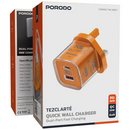 Porodo Tezclarte Quick Wall Charger 30W Dual-Port Fast Charging  - Orange - بلاك شاحن حائط - فتحتين للشحن 30 واط - بورودو - كفالة 24 شهر