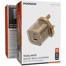 Porodo Tezclarte Quick Wall Charger 30W Dual-Port Fast Charging  - Khaki - بلاك شاحن حائط - فتحتين للشحن 30 واط - بورودو - كفالة 24 شهر