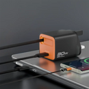 Porodo Tezpatro 30W Gan Charger with USB-C Retractable Cable - Black [O] - بلاك شاحن حائط - قوة 30 واط + سلك شحن تايب سي - بورودو - كفالة 24 شهر