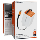 Porodo Tezpatro 30W Gan Charger with USB-C Retractable Cable - White [O] - بلاك شاحن حائط - قوة 30 واط + سلك شحن تايب سي - بورودو - كفالة 24 شهر